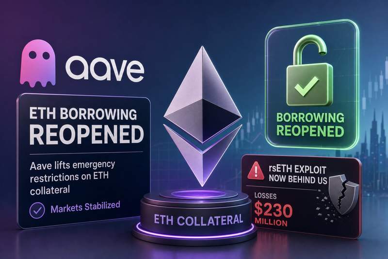Aave protocol dashboard showing restored ETH borrowing limits after the rsETH exploit recovery
