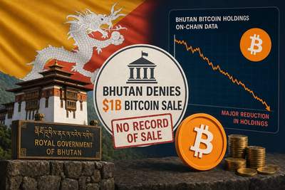 Bhutan flag with Bitcoin symbol representing the nation's disputed cryptocurrency holdings