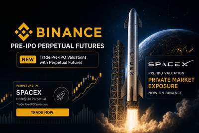 Binance SpaceX pre-IPO perpetual futures trading interface showing valuation data