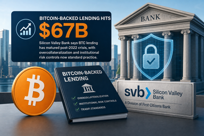 Bitcoin lending market growth chart showing institutional adoption trends and $67B market size