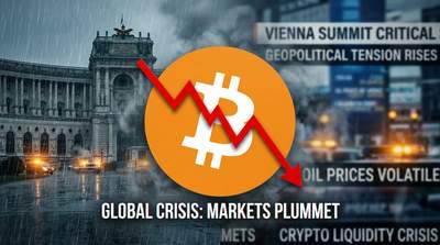Bitcoin price chart showing sharp decline with Middle East conflict headlines