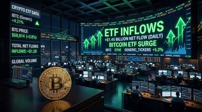 Bitcoin ETF trading charts showing increasing inflow volumes