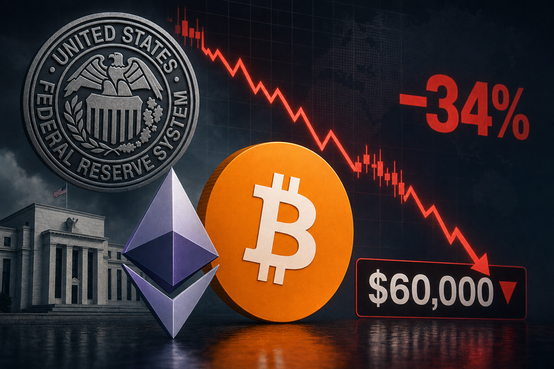 Bitcoin price chart showing consecutive quarterly losses in H1 2026