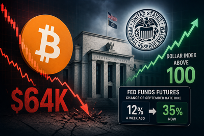 Bitcoin price chart showing decline as Dollar Index rises above 100 resistance level