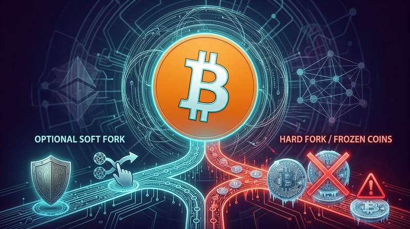 Bitcoin symbol surrounded by quantum computing visualizations and security shields