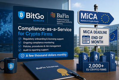 BitGo Europe logo with MiCA compliance deadline countdown calendar showing June 30