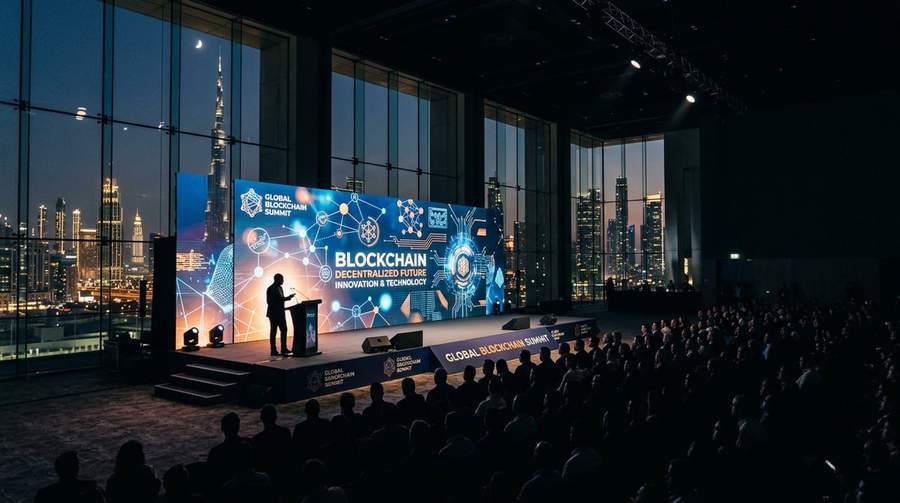 CZ speaking at blockchain conference in Dubai