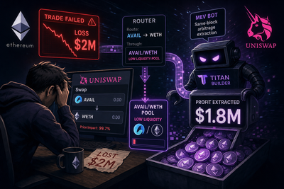 Diagram showing how a same-block MEV extraction drained $2 million from an Ethereum trader through a low-liquidity pool