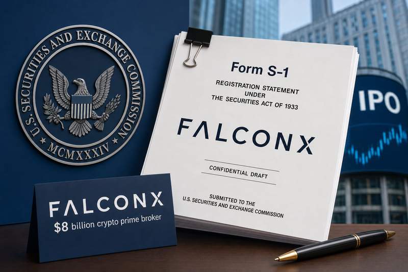 FalconX IPO filing with SEC logo and Cantor Fitzgerald advisory role