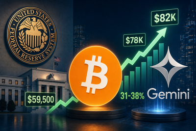 Bitcoin price forecast chart showing path from $59,500 to $82,000 target zone