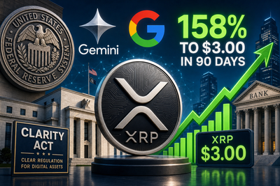 XRP price prediction chart showing bull and bear scenarios based on CLARITY Act outcome