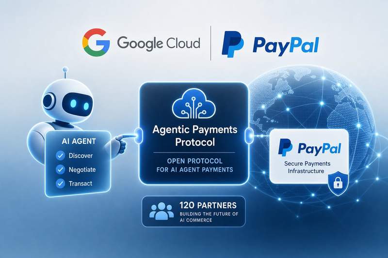 Google and PayPal executives presenting AI agent payment infrastructure at Consensus Miami