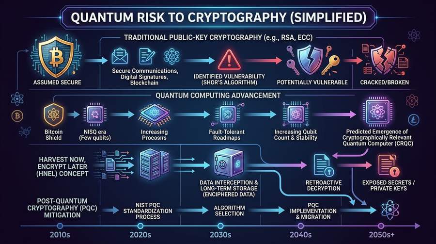 Quantum computing vs classical cryptography: a simplified threat timeline