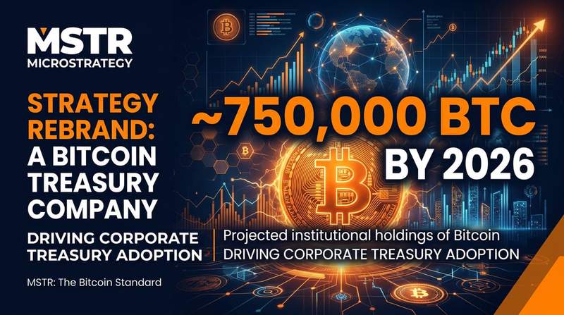 Strategy (MicroStrategy) logo with Bitcoin accumulation chart rising since 2020