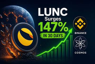 Terra Classic LUNC token with burn mechanism visualization and supply statistics