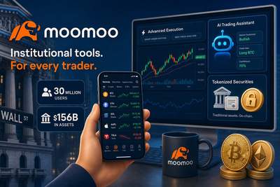Moomoo trading platform interface showing institutional-grade crypto trading tools and analytics