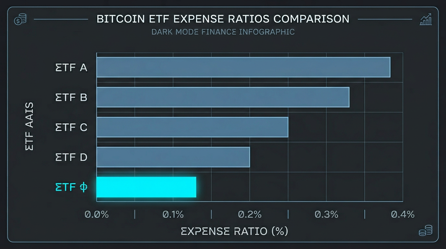 Bar chart comparing bitcoin ETF fees showing Morgan Stanley with the lowest costs