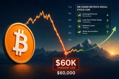 Bitcoin chart showing February 2026 price bottom around $60,000 with recovery trajectory