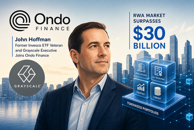 John Hoffman leading Ondo Finance tokenized portfolio expansion with RWA market growth chart