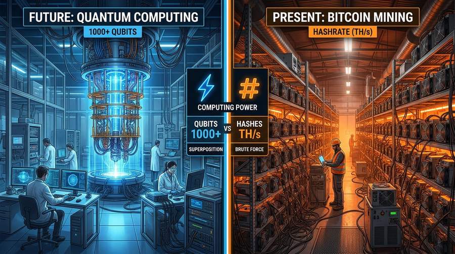 Quantum computer and Bitcoin mining facility comparison