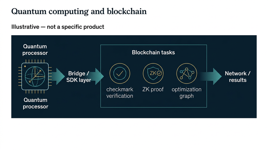 Visualization of quantum computer processing blockchain mining tasks