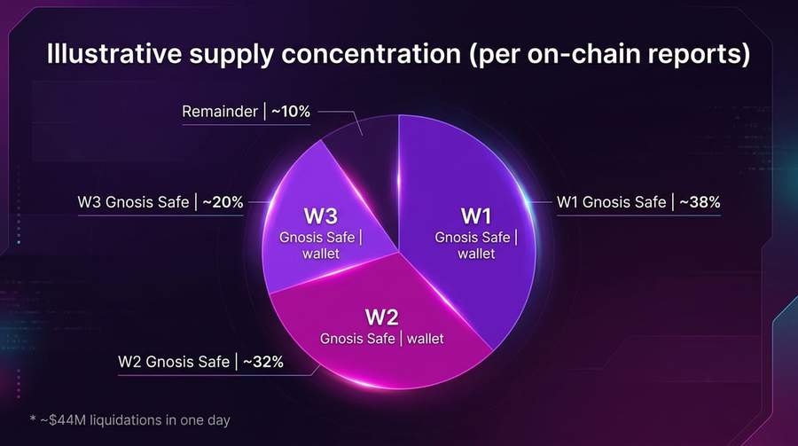Illustrative supply concentration: three wallets and circulating RAVE (per on-chain reports cited in investigations)