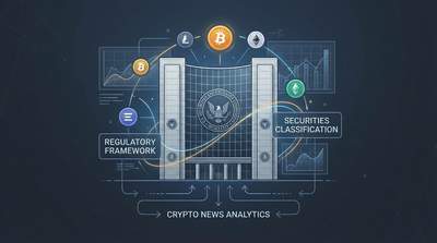 SEC headquarters building with cryptocurrency symbols overlaid