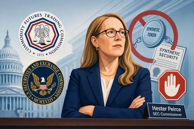 SEC Commissioner Hester Peirce clarifying tokenization rule scope with SEC logo
