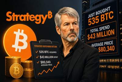 Strategy bitcoin purchase announcement with BTC holdings chart showing 818,869 total coins