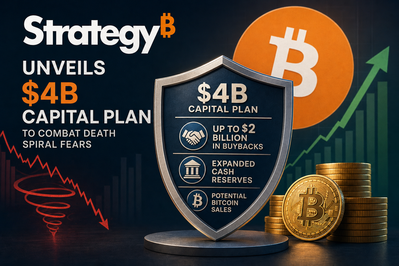 Strategy capital structure showing MSTR and STRC buyback allocations with Bitcoin reserves