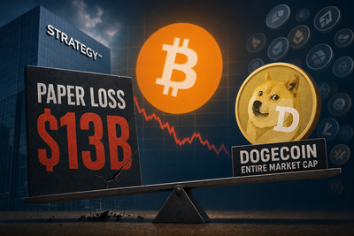 Strategy unrealized bitcoin losses compared to major cryptocurrency market caps