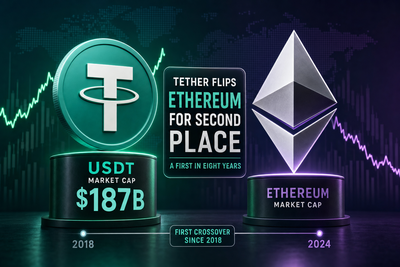 Tether USDT and Ethereum market cap comparison showing the historic flippening