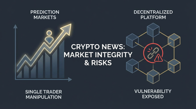 Digital illustration showing a single trader manipulating prediction market outcomes on multiple screens