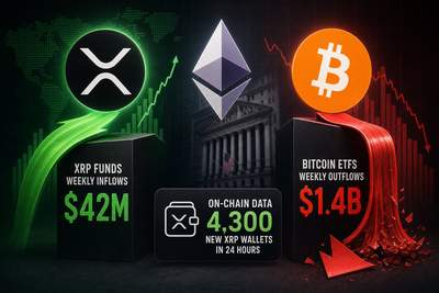 XRP fund inflows versus Bitcoin ETF outflows comparison chart showing capital rotation